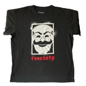 Mr. Robot LootCrate Men Short Sleeve T-shirt Size L, Black, fsociety